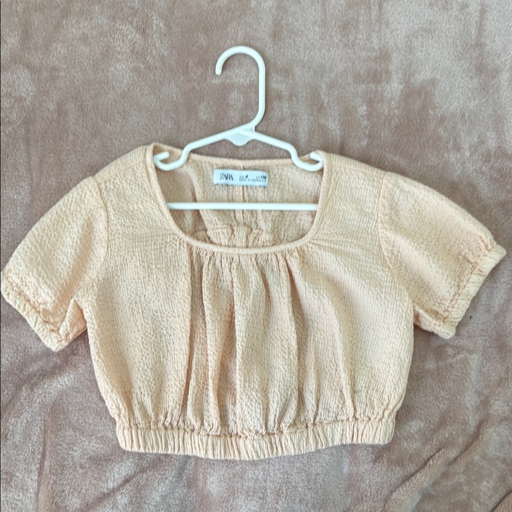 Zara Textured Apricot Crop Top